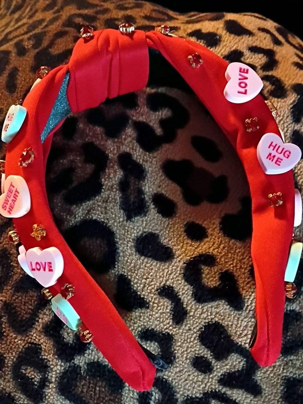 Red Embellished Conversation Heart Headband